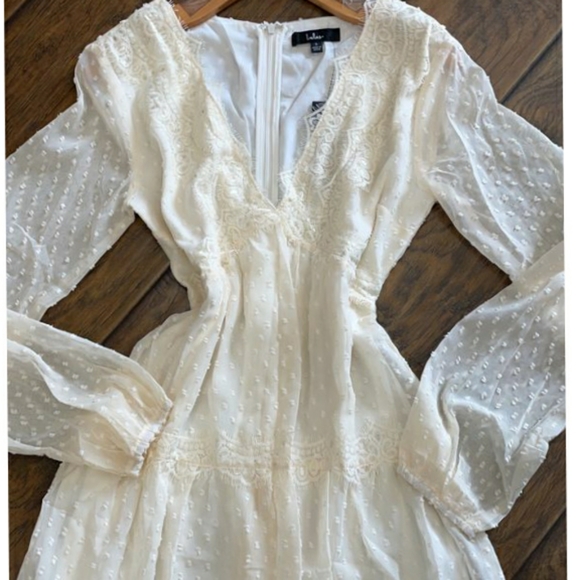 LAST ONE❗Lulu's Wistful Moments Ivory Long Sleeve Dress - Picture 8 of 11